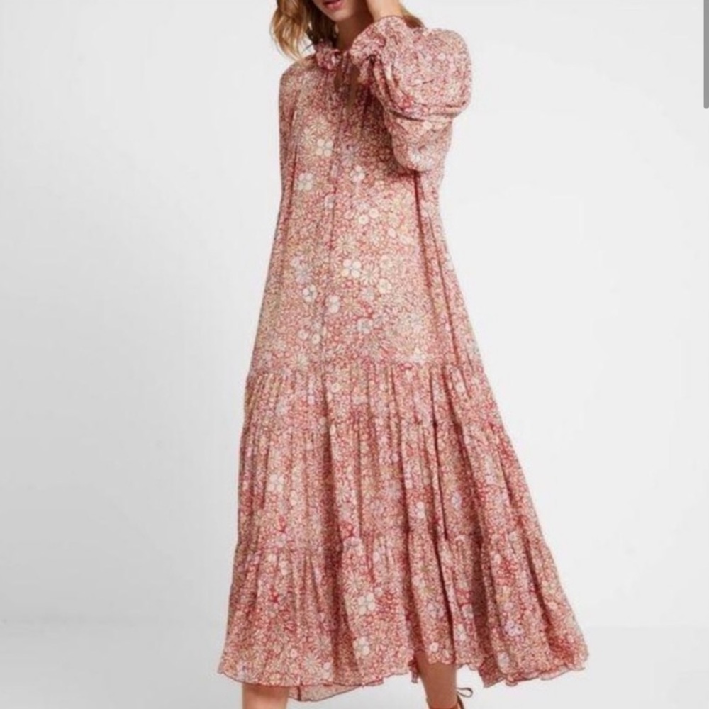 O.P.T | Pink Floral Midi Dress